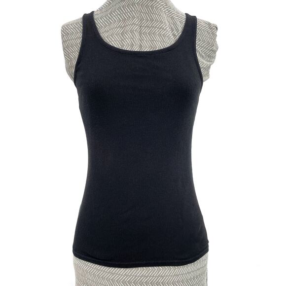 Basic Y2K Black Beater Tank 00s Ribbed Cotton Solid Layering Minimal Masc Size M - Picture 1 of 7